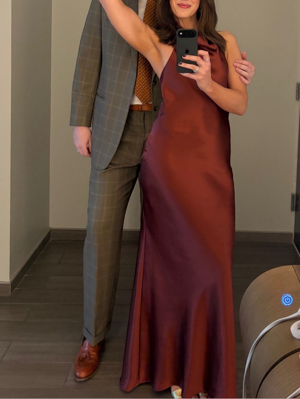 Aqua Halter Maxi Dress in Deep Burgundy